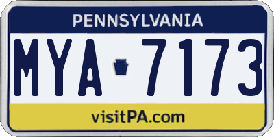 PA license plate MYA7173