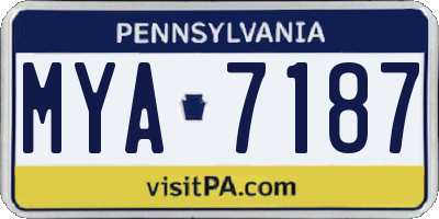 PA license plate MYA7187