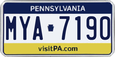PA license plate MYA7190