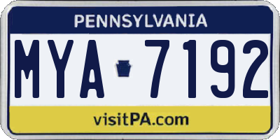 PA license plate MYA7192