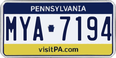PA license plate MYA7194
