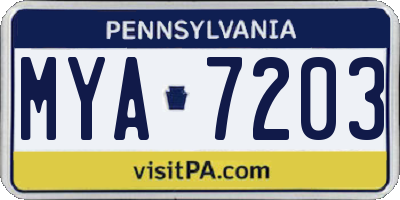 PA license plate MYA7203