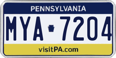 PA license plate MYA7204