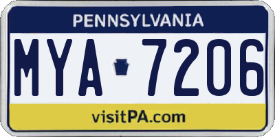 PA license plate MYA7206