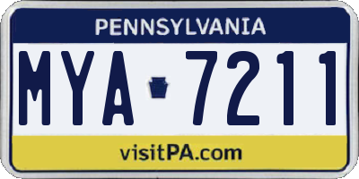 PA license plate MYA7211
