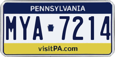 PA license plate MYA7214