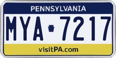 PA license plate MYA7217