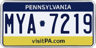 PA license plate MYA7219