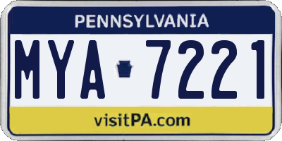 PA license plate MYA7221