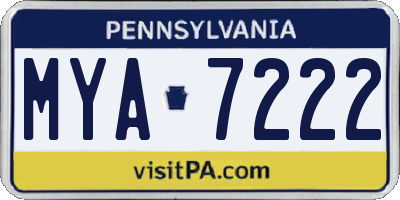 PA license plate MYA7222