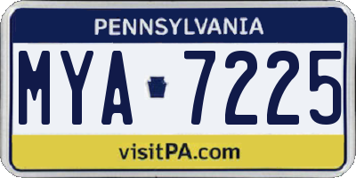 PA license plate MYA7225