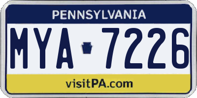 PA license plate MYA7226