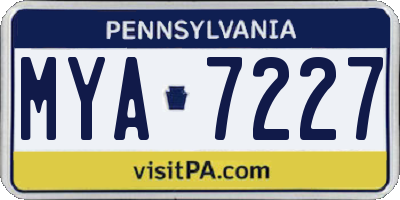 PA license plate MYA7227