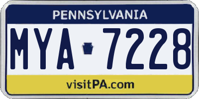 PA license plate MYA7228