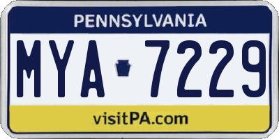 PA license plate MYA7229