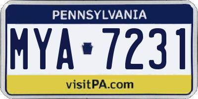 PA license plate MYA7231