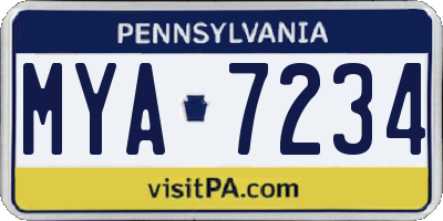 PA license plate MYA7234