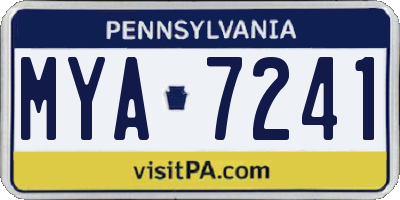 PA license plate MYA7241