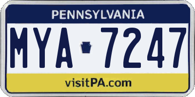 PA license plate MYA7247