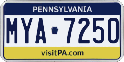 PA license plate MYA7250
