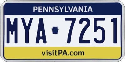 PA license plate MYA7251
