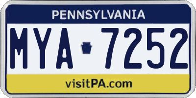 PA license plate MYA7252