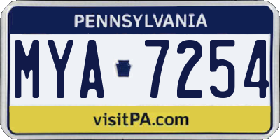 PA license plate MYA7254