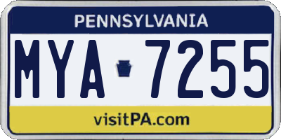 PA license plate MYA7255