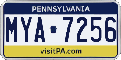PA license plate MYA7256