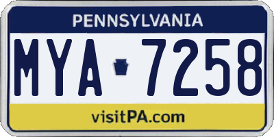 PA license plate MYA7258