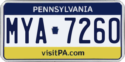 PA license plate MYA7260