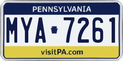PA license plate MYA7261