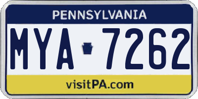 PA license plate MYA7262