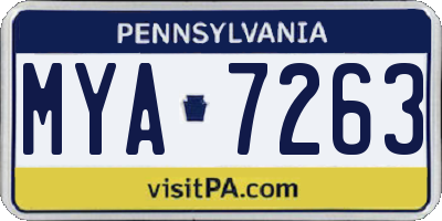 PA license plate MYA7263