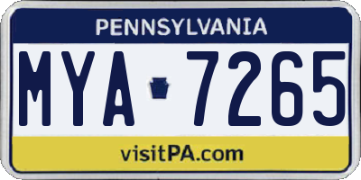 PA license plate MYA7265