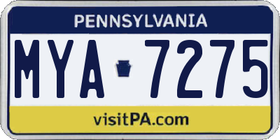 PA license plate MYA7275