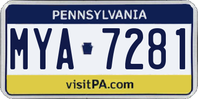 PA license plate MYA7281