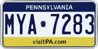 PA license plate MYA7283
