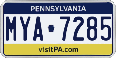 PA license plate MYA7285