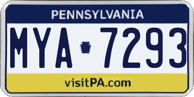 PA license plate MYA7293