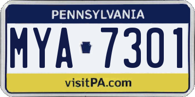 PA license plate MYA7301