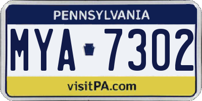 PA license plate MYA7302