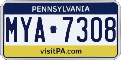 PA license plate MYA7308