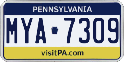 PA license plate MYA7309