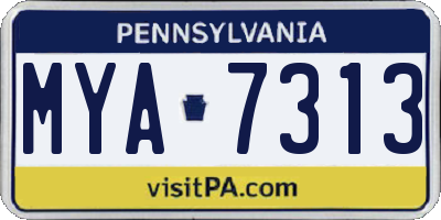 PA license plate MYA7313