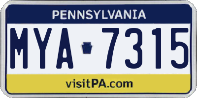 PA license plate MYA7315