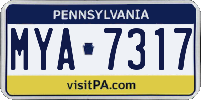 PA license plate MYA7317