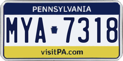 PA license plate MYA7318