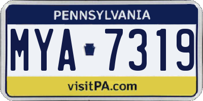PA license plate MYA7319