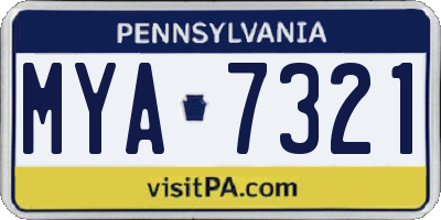 PA license plate MYA7321